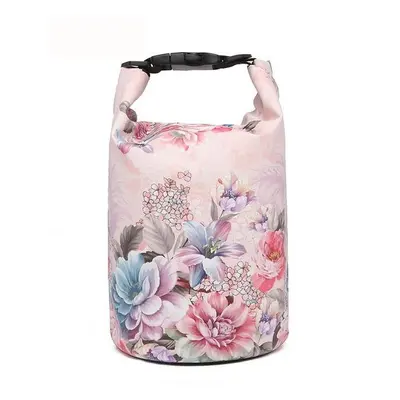 (Pink flower, 10L) PVC Outdoor Diving Compression Swimming Dry Waterproof Bags Storage Bag For U