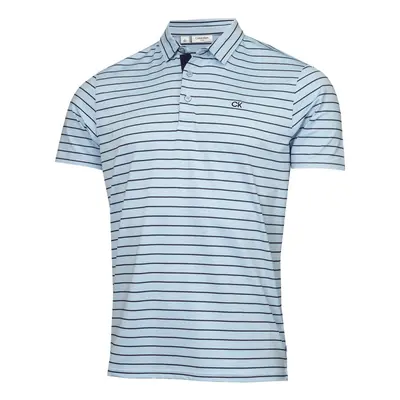 (S, Blue/Evening Blue) Calvin Klein Mens Silverstone Moisture Wicking Quick Dry Golf Polo Shirt