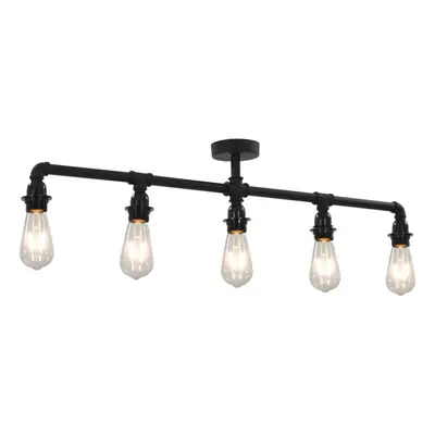 vidaXL Ceiling Lamp Black 5xE27 Bulbs Ceiling Lamp Living Room Hanging Light