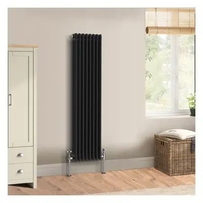 (1500 x 382mm - Triple) Warmehaus Traditional Cast Iron Style Black Radiator Perfect for Bathroo