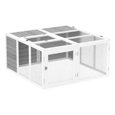 PawHut Rabbit Hutch Small Animal Guinea Pig House with Openable Roof Grey