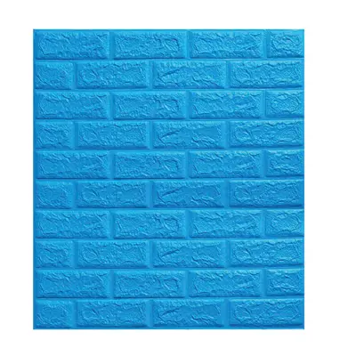 (Blue) 3D Brick DIY Wall Sticker Self-adhesive Waterproof Panels Wallpaper Decal 3D Brick Patter