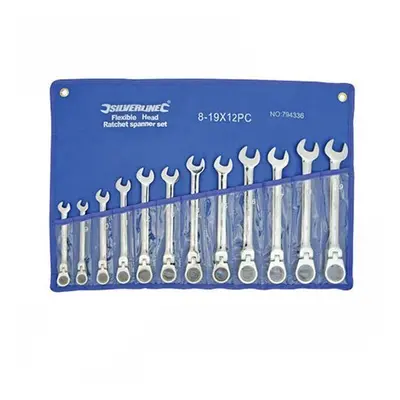 Silverline Flexible Head Ratchet Spanner Set 12pce - 19mm - 8 - set head ratchet spanner flexibl