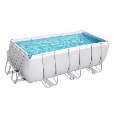 Bestway 13ft 6" x 6ft 7" x 48" Rectangular Power Steel Above Ground Swimming Pool, Filter Pump &