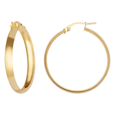 Jewelco London Ladies 9ct Yellow Gold D-Shape Wedding Band Style 3mm Hoop Earrings 27mm - JER807