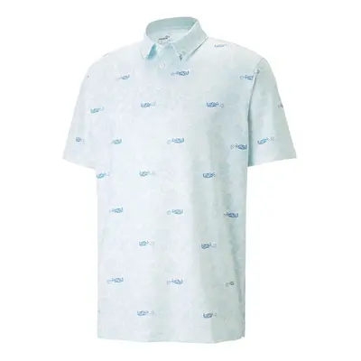 (XL, Tropical Aqua/Lake Blue) Puma Golf Mattr Moisture Wicking 4-Way Stretch Seaplanes Polo Shir