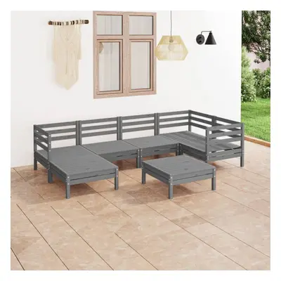 vidaXL Garden Lounge Set Outdoor Sofa Set Couch Piece Solid Wood Pine Grey