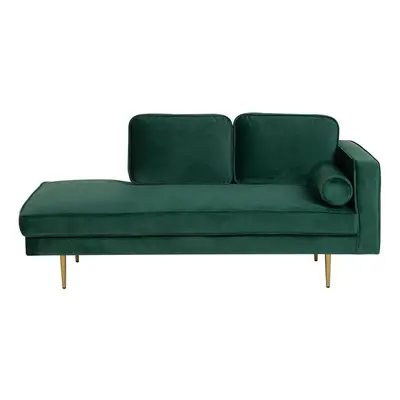 Right Hand Velvet Chaise Lounge Emerald Green MIRAMAS