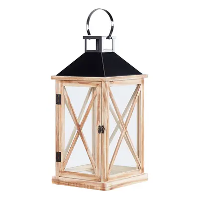 Wooden Candle Lantern cm Brown TELAGA