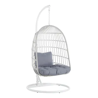 Hanging Chair with Stand ALLERA Fabric White