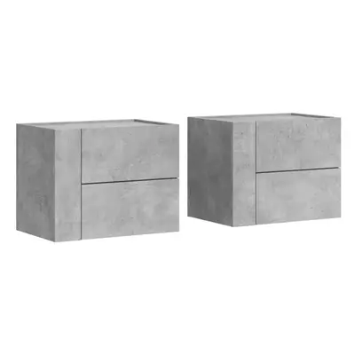 (concrete grey, pcs) vidaXL Wall-mounted Bedside Cabinet Floating Bed Table Side Cabinet Smoked 