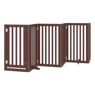 (brown, x x cm/ pcs) vidaXL Dog Gate with Door Foldable Pet Gate Dog Fence Pet Barrier Poplar Wo