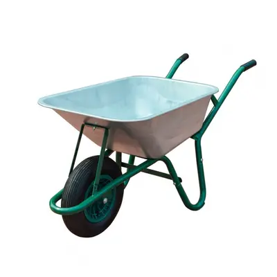 85L Large Galvanised Wheelbarrow with Pneumatic Tyre