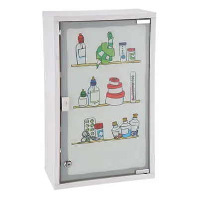 HI Medicine Cabinet Wall-Mounted Locking White 30x15x50cm Steel First Aid Box