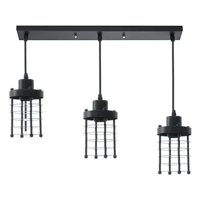 (Black[3 Heads(Rectangular)]) Modern Iron Pendant Light Ceiling Lamp Chandelier Bedroom Home Fix