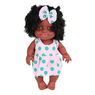 () 25CM Cute Soft Silicone Joint Movable Lifelike Realistic African Black Reborn Baby Doll for K