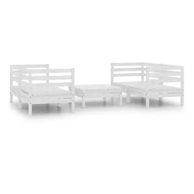 vidaXL Solid Pinewood Garden Lounge Set Piece White Outdoor Seating Sofa