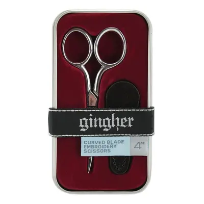 Gingher Curved Embroidery Scissors 4"-W/Leather Sheath