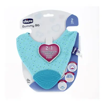 Chicco Gummy Bib Teething Ring with Bib In Blue 2m+