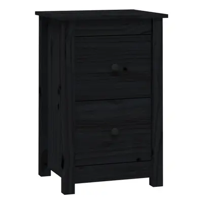 vidaXL Solid Wood Pine Bedside Cabinet Black Nightstand End Table Bed Cabinet