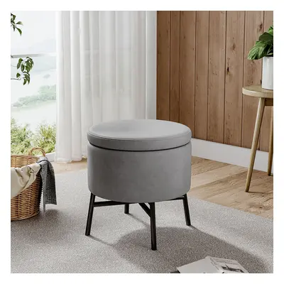 Contemporary Velvet Ottoman Metal Legs