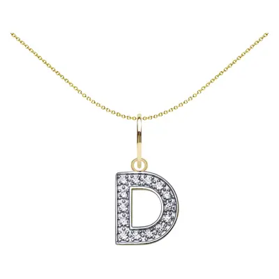 Jewelco London Solid 9ct Yellow and White Gold Cubic Zirconia 10mm San Serif Block Font Initial 