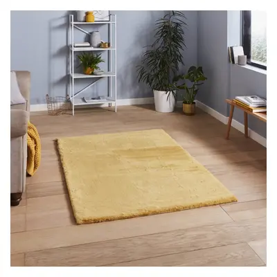 (60x120cm) Teddy Shaggy Rugs in Yellow Soft Plain Polyester Mats