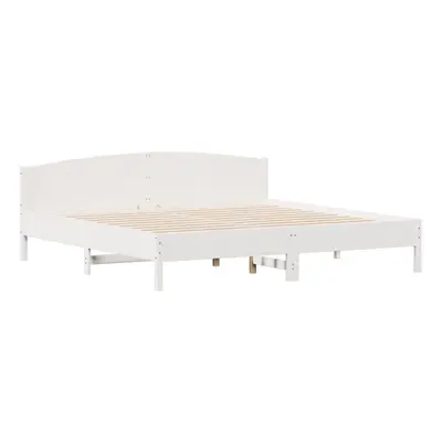 (white, x cm) vidaXL Bed Frame with Headboard Bed Base White 140x200 cm Solid Wood Pine