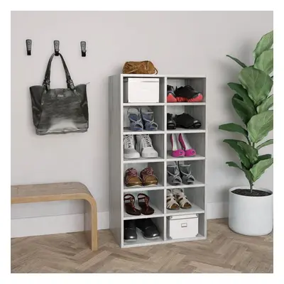 vidaXL Shoe Rack Concrete Grey Engineered Wood Hallway Entryway Shoe Organiser