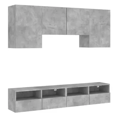 (concrete grey) vidaXL TV Wall Units Piece Floating TV Unit Concrete Grey Engineered Wood