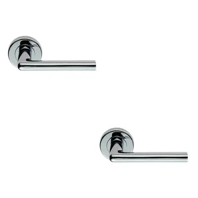 2x PAIR Rounded Straight Bar Handle Concealed Fix Round Rose Polished Chrome