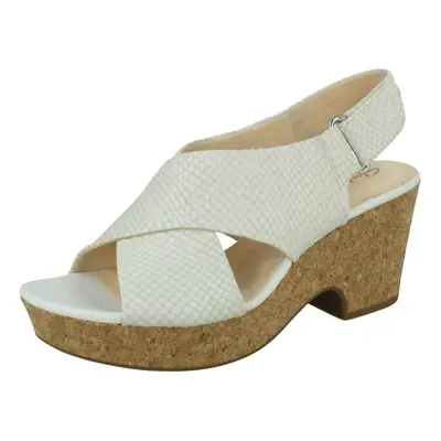 (White Snake, UK 6.5) Ladies Clarks Slingback Wedge Sandals Maritsa Lara