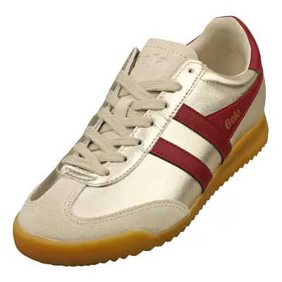 (3) Gola Torpedo Glimmer Womens Fashion Trainers in Gold Cerise