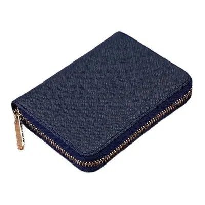 (Blue) Card Slots Men's Zipper Short Wallet C ard Holder with RFID Blocking Technology