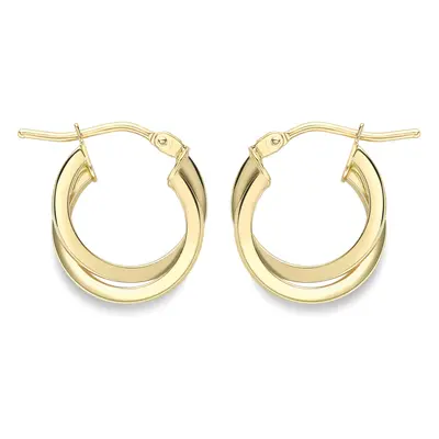 Jewelco London 9ct Yellow Gold Square Tube Horseshoe C-Shape Hoop Earrings - ERNR02385