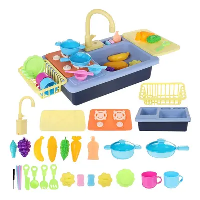 Children's Kitchen Toy Kid Simulation Spray Water Dinnerware Pretend Play Cooking Table Set Gift