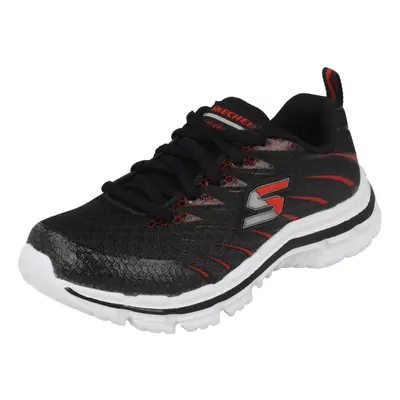 (UK 11.5 Child, Black/Red (Black)) Boys Skechers Lace Up Trainers Nitrate