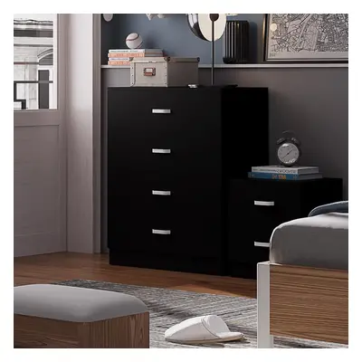 Tunis Drawer Chest Of Drawers Matt Black Sideboard with Metal T-Bar Handles