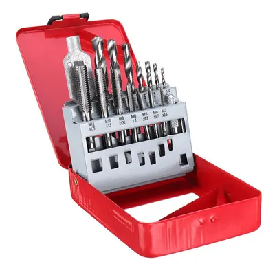 16Pcs/Set Screw Tap Drill Bit Set M3-M12 Metric Hand with 2.5-10.2mm Twist