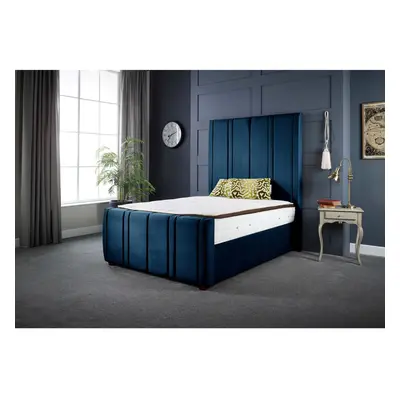 (5FT KING) Lucinda Upholstered Soft Velvet Bed Frame Blue