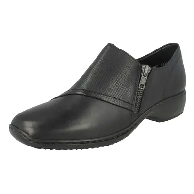 (UK 3.5, Black) Ladies Rieker Smart Flat Shoes L3867