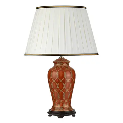 Table Lamp Ivory with Black and Gold trim Shade Terracotta LED E27 60W Bulb