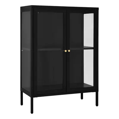 vidaXL Sideboard Black Steel and Glass Home Highboard Storage Book Cabinet