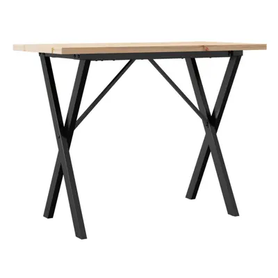 vidaXL Dining Table Kitchen Dinner Table X-Frame Solid Wood Pine and Steel