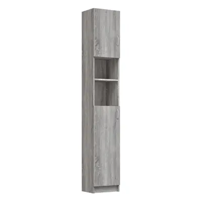 (grey sonoma) vidaXL Bathroom Cabinet Cupboard Storage Rack Washer Shelf Engineered Wood