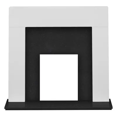 Adam Miami Fireplace in Pure White and Black Granite, Inch