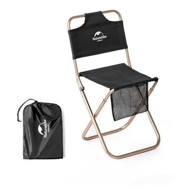 (Black) Outdoor Portable Folding Chair Picnic BBQ Seat Stool Max Load 80kg