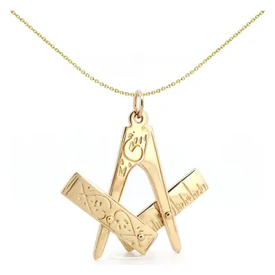 Jewelco London Men's Solid 9ct Yellow Gold Openning Closing Square & Compass Masonic Pendant - J