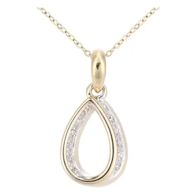 Jewelco London 9ct Yellow Gold Round 5pts Diamond Teardrop Pendant Necklace inch 46cm - PP0AXL59