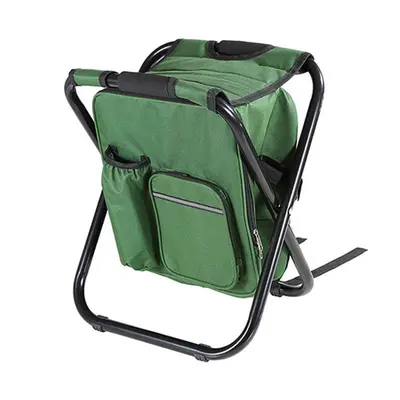 (Green) Outdoor Folding Stool Portable Backpack Chair